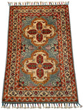 26256-Chobi Ziegler Hand-Knotted/Handmade Afghan Rug/Carpet Modern Authentic/Size: 3'1" x 1'9"