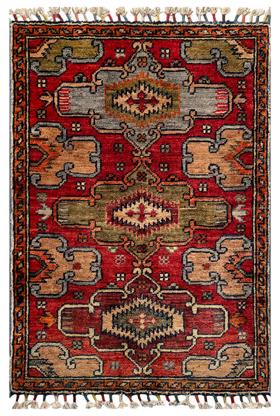 26491-Chobi Ziegler Hand-Knotted/Handmade Afghan Rug/Carpet Modern Authentic/Size: 2'9" x 1'9"