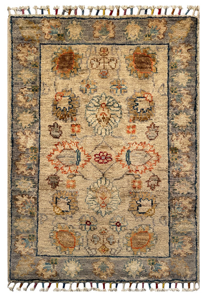 26526-Chobi Ziegler Hand-Knotted/Handmade Afghan Rug/Carpet Modern Authentic/Size: 2'8" x 1'9"