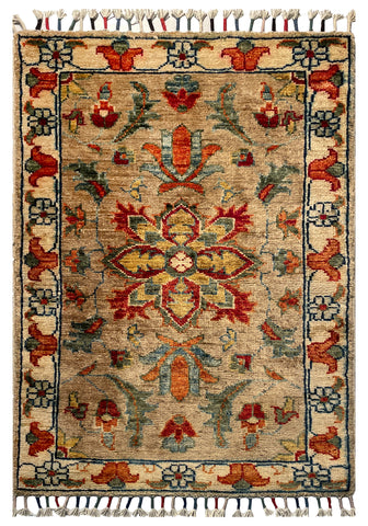 26521-Chobi Ziegler Hand-Knotted/Handmade Afghan Rug/Carpet Modern Authentic/Size: 2'9" x 2'0"/84cm x 61cm