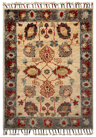 26527-Chobi Ziegler Hand-Knotted/Handmade Afghan Rug/Carpet Modern Authentic/Size: 2'8" x 1'9"