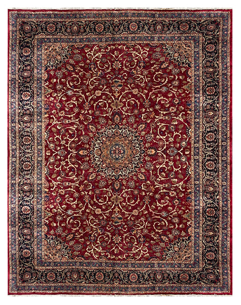 27965-Mashad Hand-Knotted/Handmade Persian Rug/Carpet Traditional Authentic/ Size: 12'7" x 9'10"/384cm x 300cm