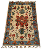 26528-Chobi Ziegler Hand-Knotted/Handmade Afghan Rug/Carpet Modern Authentic/Size: 2'9" x 1'9"