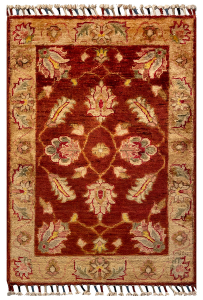 26529-Chobi Ziegler Hand-Knotted/Handmade Afghan Rug/Carpet Modern Authentic/Size: 2'9" x 1'9"