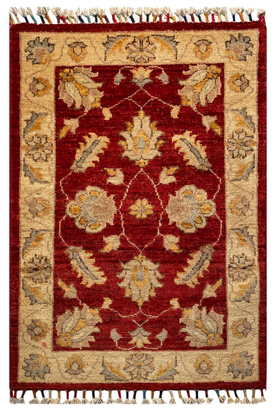 26307-Chobi Ziegler Hand-Knotted/Handmade Afghan Rug/Carpet Modern Authentic/Size: 3'1" x 2'0"