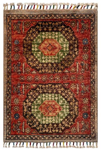 26486-Chobi Ziegler Hand-Knotted/Handmade Afghan Rug/Carpet Modern Authentic/Size: 2'8" x 1'8"