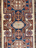25357-Royal Kazak Hand-Knotted/Handmade Afghan Rug/Carpet Tribal/Nomadic Authentic/ Size: 11'4" x 2'9"/345m x 84cm