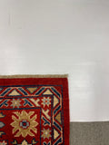 27781-Kazak Hand-Knotted/Handmade Afghan Rug/Carpet Tribal/Nomadic Authentic/ Size: 8'0" x 5'5"/244cm x 165cm
