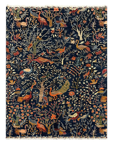 27815-Chobi Ziegler Handmade/Hand-knotted Afghan Rug/Carpet Tribal/Nomadic Authentic/ Size: 7'5" x 5'5" / 226cm x 175cm