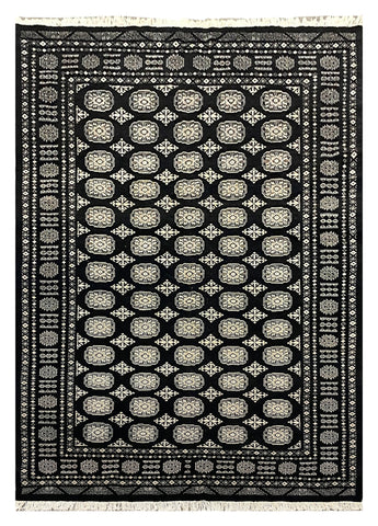 27592-Bokhara Hand-Knotted/Handmade Pakistani Rug/Carpet Tribal/Nomadic Authentic/ Size: 8'2" x 5'7"/249 cm × 170 cm