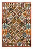 27572 - Kelim Hand-Woven/Flat-Weaved/Afghan Kelim/Carpet Modern/Nomadic Authentic/Size: 6'5" x 4'2"/196cm × 127cm