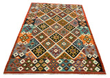 27572 - Kelim Hand-Woven/Flat-Weaved/Afghan Kelim/Carpet Modern/Nomadic Authentic/Size: 6'5" x 4'2"/196cm × 127cm
