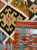 27572 - Kelim Hand-Woven/Flat-Weaved/Afghan Kelim/Carpet Modern/Nomadic Authentic/Size: 6'5" x 4'2"/196cm × 127cm