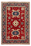 27808-Kazak Hand-Knotted/Handmade Afghan Rug/Carpet Tribal/Nomadic Authentic/ Size: 9'5" x 6'6"/287m x 198cm