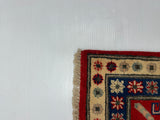 27808-Kazak Hand-Knotted/Handmade Afghan Rug/Carpet Tribal/Nomadic Authentic/ Size: 9'5" x 6'6"/287m x 198cm