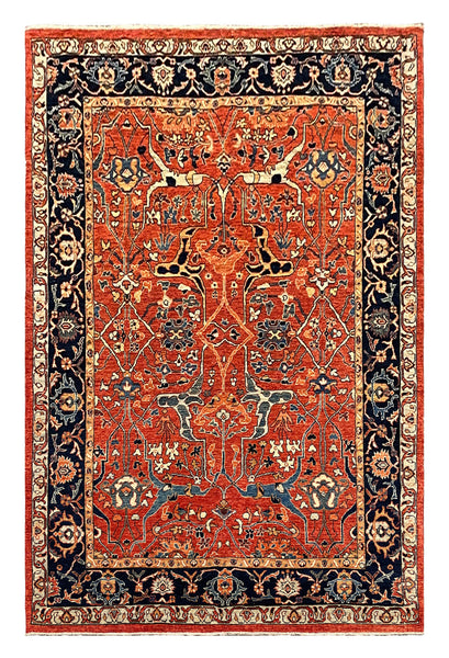 27657- Royal Heriz Hand-Knotted/Handmade Afghan Rug/Carpet Traditional/Authentic/Size:  9'3" x 6'1"/282cmx 183cm