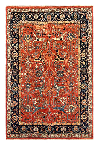 27657- Royal Heriz Hand-Knotted/Handmade Afghan Rug/Carpet Traditional/Authentic/Size:  9'3" x 6'1"/282cmx 183cm