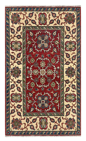 27522-Kazak Hand-Knotted/Handmade Afghan Rug/Carpet Tribal/Nomadic Authentic/ Size: 6'6" x 3'8"/198cm x 142cm