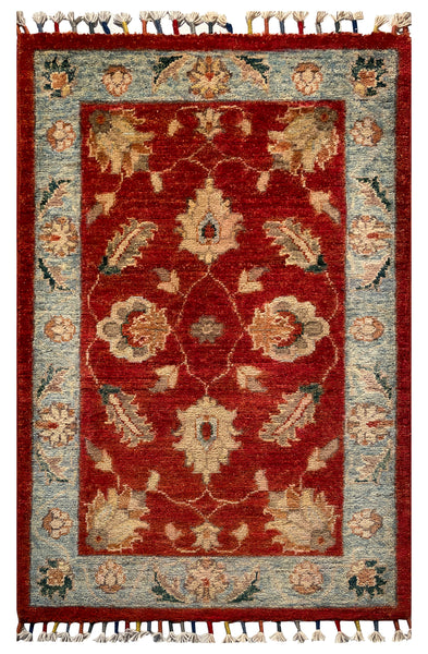 26525-Chobi Ziegler Hand-Knotted/Handmade Afghan Rug/Carpet Modern Authentic/Size: 3'0" x 1'9"