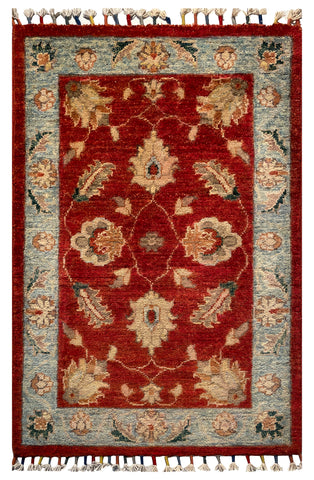 26525-Chobi Ziegler Hand-Knotted/Handmade Afghan Rug/Carpet Modern Authentic/Size: 3'0" x 1'9"