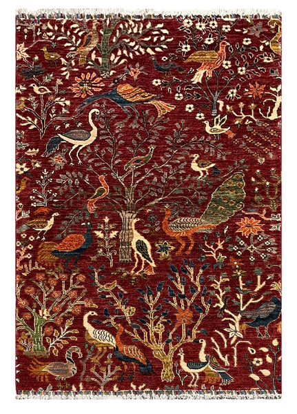 27821-Chobi Ziegler Handmade/Hand-knotted Afghan Rug/Carpet Tribal/Nomadic Authentic/ Size: 5'10" x 4'0" / 178cm x 122cm