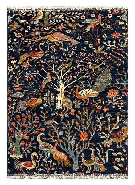 27822-Chobi Ziegler Handmade/Hand-knotted Afghan Rug/Carpet Tribal/Nomadic Authentic/ Size: 5'8" x 4'1" / 173cm x 124cm