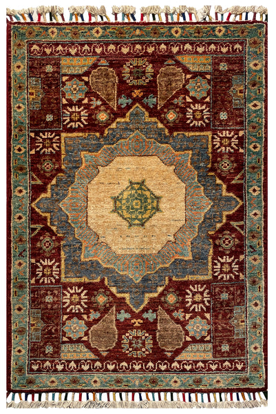 26287-Chobi Ziegler Hand-Knotted/Handmade Afghan Rug/Carpet Modern Authentic/Size: 3'0" x 2'0"