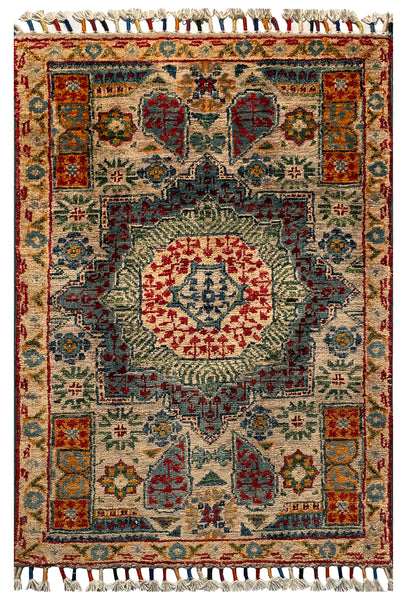 26289-Chobi Ziegler Hand-Knotted/Handmade Afghan Rug/Carpet Modern Authentic/Size: 2'8" x 1'8"