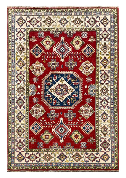 27942-Royal Kazak Hand-Knotted/Handmade Afghan Rug/Carpet Tribal/Nomadic Authentic/ Size: 9'0" x 5'8"/274m x 173cm