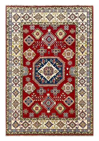 27942-Royal Kazak Hand-Knotted/Handmade Afghan Rug/Carpet Tribal/Nomadic Authentic/ Size: 9'0" x 5'8"/274m x 173cm