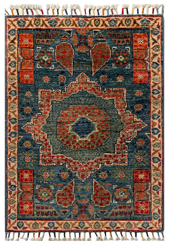 26292-Chobi Ziegler Hand-Knotted/Handmade Afghan Rug/Carpet Modern Authentic/Size: 2'8" x 1'9"/81cm x 53cm