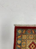 27807-Kazak Hand-Knotted/Handmade Afghan Rug/Carpet Tribal/Nomadic Authentic/ Size: 9'6" x 6'4"/290m x 193cm
