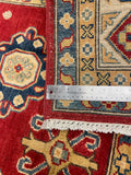 27807-Kazak Hand-Knotted/Handmade Afghan Rug/Carpet Tribal/Nomadic Authentic/ Size: 9'6" x 6'4"/290m x 193cm