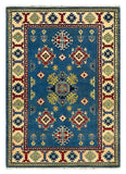 27524-Kazak Hand-Knotted/Handmade Afghan Rug/Carpet Tribal/Nomadic Authentic/ Size: 6'1" x 4'2"/185cm x 127cm