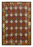 27564 - Kelim Hand-Woven/Flat-Weaved/Afghan Kelim/Carpet Modern/Nomadic Authentic/Size: 9'9" x 6'5"/297cm × 196cm