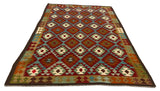 27564 - Kelim Hand-Woven/Flat-Weaved/Afghan Kelim/Carpet Modern/Nomadic Authentic/Size: 9'9" x 6'5"/297cm × 196cm