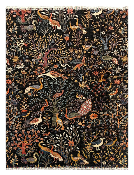 27819-Chobi Ziegler Handmade/Hand-knotted Afghan Rug/Carpet Tribal/Nomadic Authentic/ Size: 7'7" x 5'8" / 231cm x 173cm
