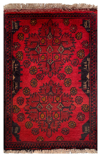 26452 - Khal Mohammad Afghan Hand-Knotted Authentic/Traditional/Rug/Size: 2'1" x 1'3"