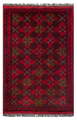26462 - Khal Mohammad Afghan Hand-Knotted Authentic/Traditional/Rug/Size: 2'1" x 1'3"/64cm x 15cm