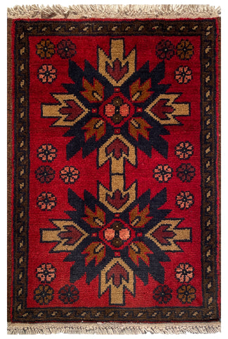 26214 - Khal Mohammad Afghan Hand-Knotted Authentic/Traditional/Rug/Size: 2'0" x 1'3"