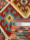 27574 - Kelim Hand-Woven/Flat-Weaved/Afghan Kelim/Carpet Modern/Nomadic Authentic/Size: 6'2" x 4'2"/188cm × 127cm