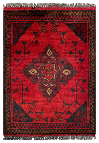 26228 - Khal Mohammad Afghan Hand-Knotted Authentic/Traditional/Rug/Size: 1'9" x 1'3"