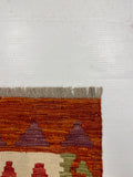 27767 - Kelim Hand-Woven/Flat-Weaved/Afghan Kelim/Carpet Modren/Nomadic Authentic/Size: 5'9" x 4'1"/175 cm ×&nbsp; 124cm