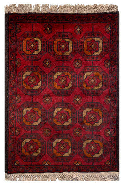 26471- Khal Mohammad Afghan Hand-Knotted Authentic/Traditional/Rug/Size: 2'1" x 1'3"