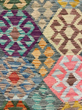 27646 - Kelim Hand-Woven/Flat-Weaved/Afghan Kelim/Carpet Modern/Nomadic Authentic/Size: 6'2" x 4'3"/188cm × 130cm