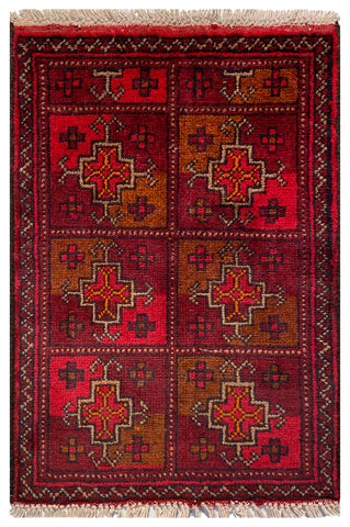 26422 - Khal Mohammad Afghan Hand-Knotted Authentic/Traditional/Rug/Size: 2'0" x 1'3"/61cm x 38cm