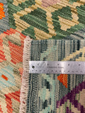 27646 - Kelim Hand-Woven/Flat-Weaved/Afghan Kelim/Carpet Modern/Nomadic Authentic/Size: 6'2" x 4'3"/188cm × 130cm