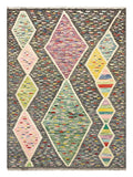 27645 - Kelim Hand-Woven/Flat-Weaved/Afghan Kelim/Carpet Modern/Nomadic Authentic/Size: 5'7" x 4'2"/170cm × 127cm