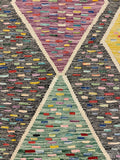 27645 - Kelim Hand-Woven/Flat-Weaved/Afghan Kelim/Carpet Modern/Nomadic Authentic/Size: 5'7" x 4'2"/170cm × 127cm