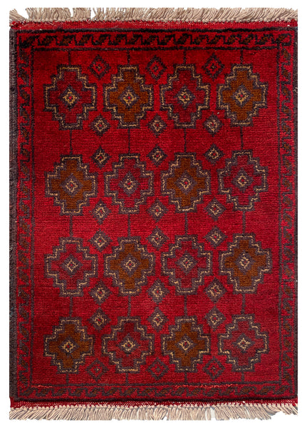 26362- Khal Mohammad Afghan Hand-Knotted Authentic/Traditional/Rug/Size: 2'0" x 1'4"